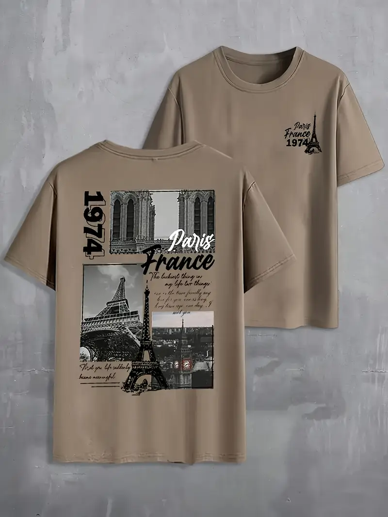 Men's English Print Crew Neck T-Shirt - Image 2