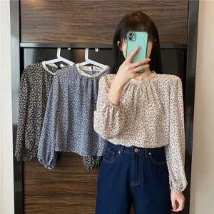 Women's Floral Chiffon Lace Blouse
