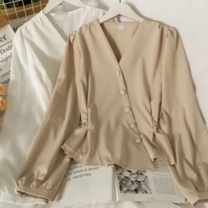 Women's French Bubble Sleeve Blouse