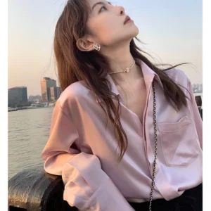 Women's Satin Long Sleeve Blouse