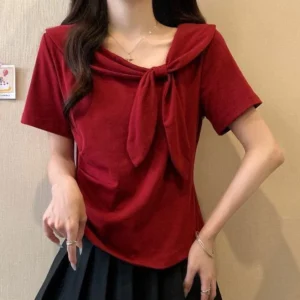 Women's Korean Plus Size Sailor Collar Shirt