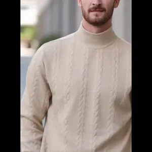 Men's High Neck Jacquard Sweater